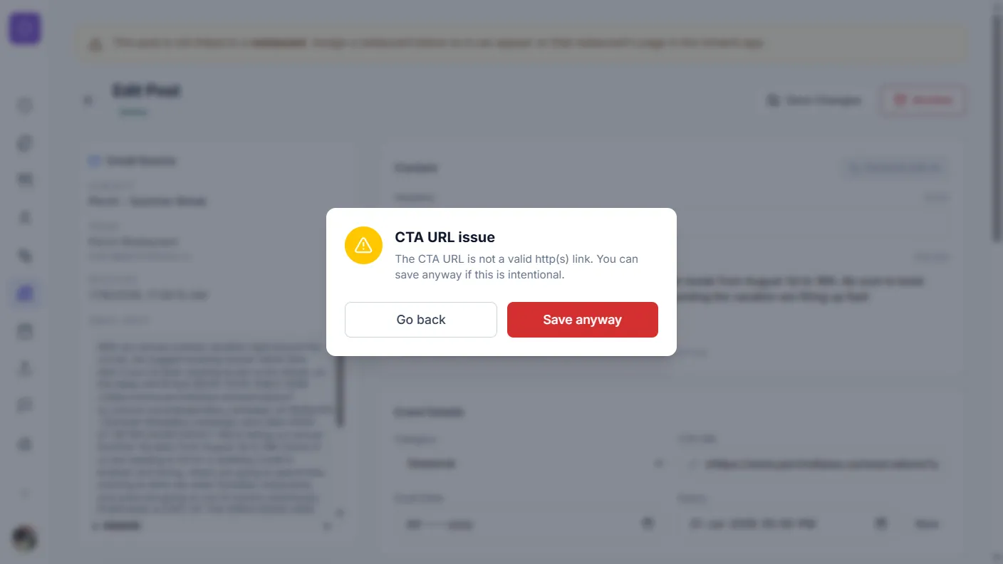 CTA URL status validator