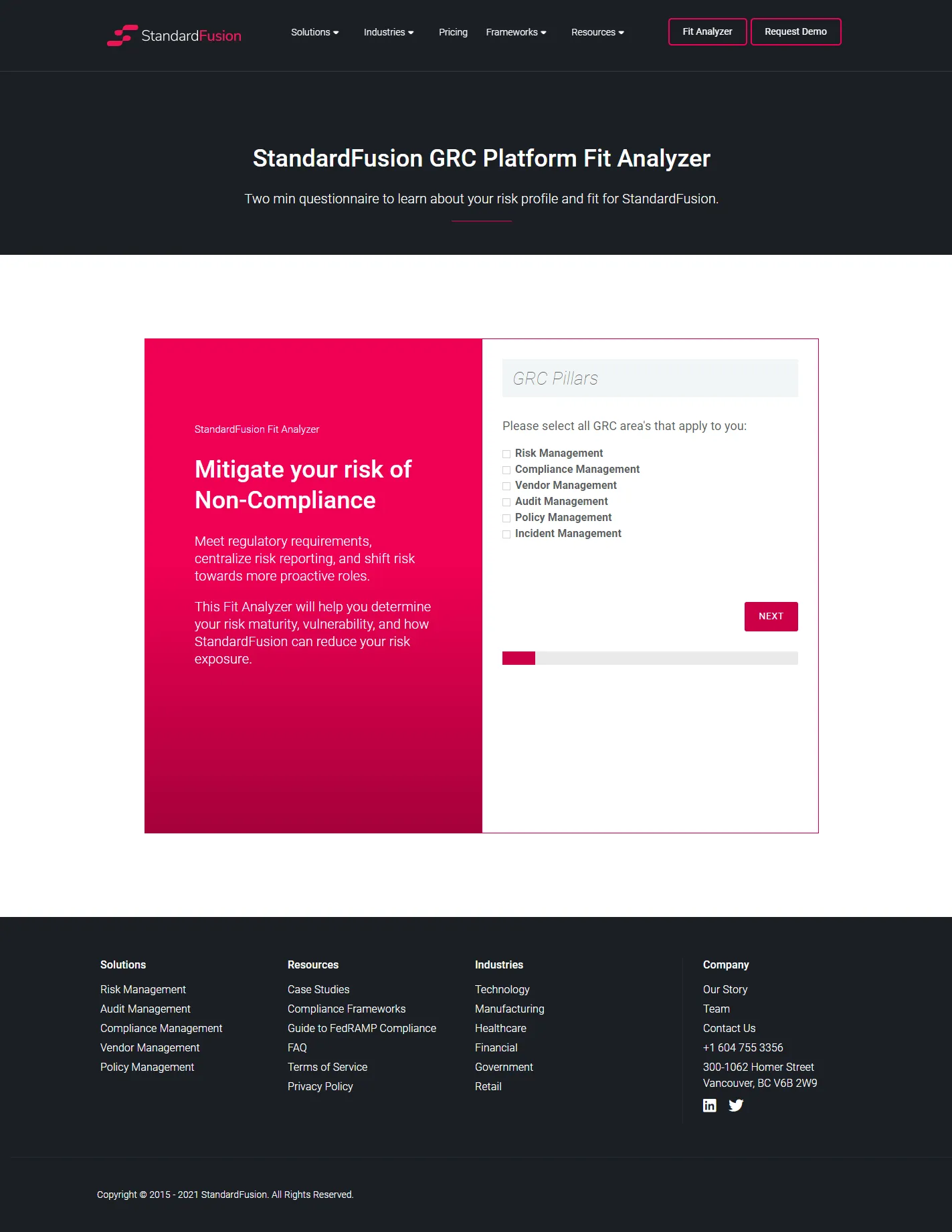 Fit Analyzer Landing Page Wireframe